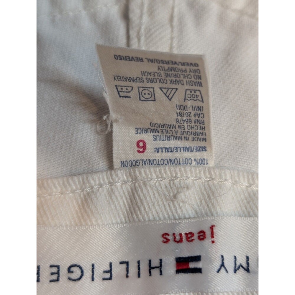 Vintage Tommy Hilfiger Size 6 Women's Cargo Carpenter White Denim Shorts - Picture 7 of 10
